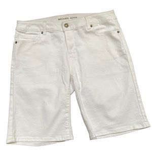 Michael Kors White Denim Bermuda Jean Shorts Sz 4 Jeans 5 Pockets Stretch